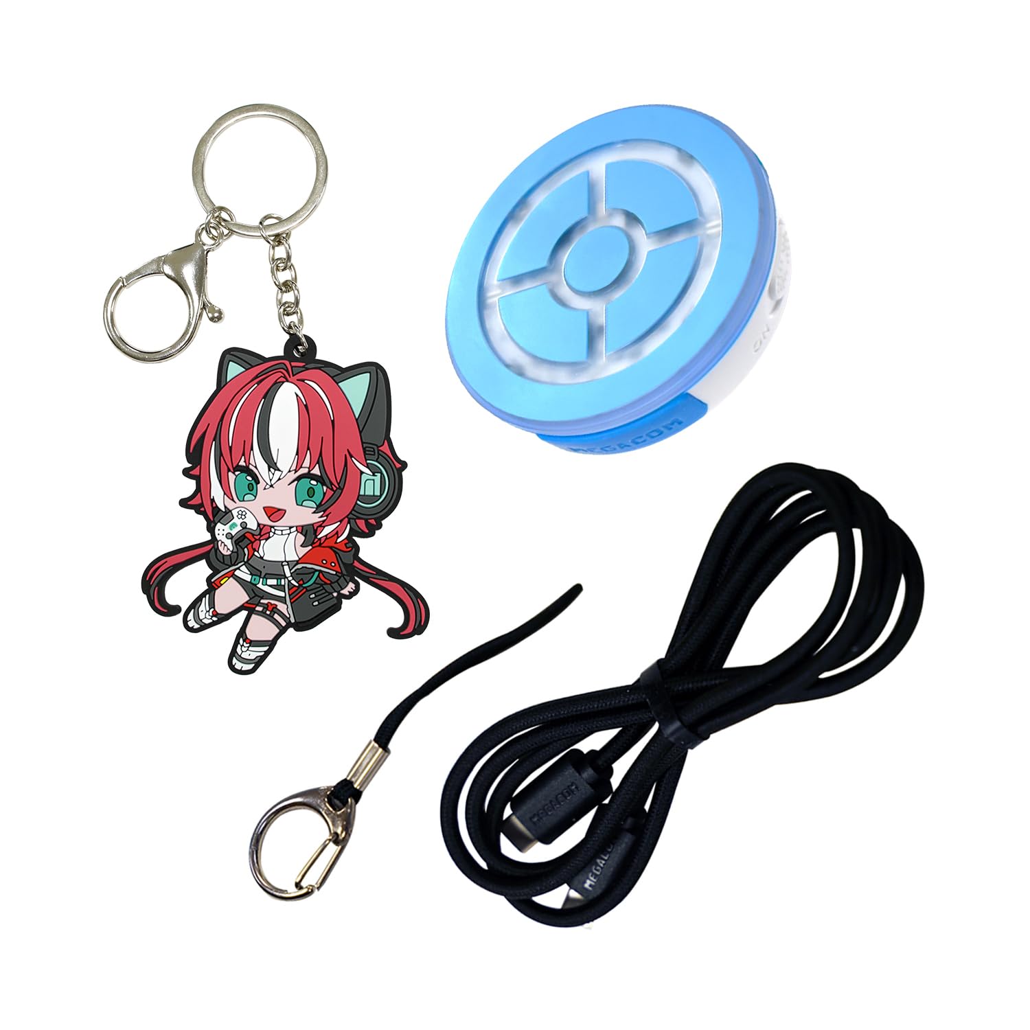 megacom DuoMon3 Dual Accounts Pocket Auto Catcher, IPX7 Waterproof, Bluetooth 65ft, USB-C & Wireless Charging, Blue