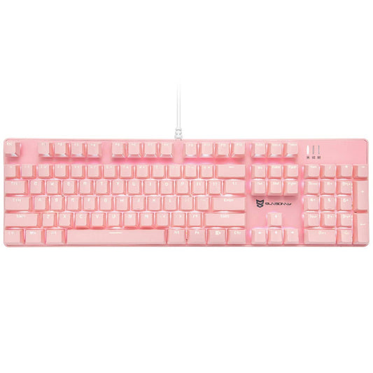 Qisan 104 Mechanical Keyboard for Gaming | Large Size USB White Backlit Gaming Keyboard Wired | US Layout Red Switches Hot Swappable Mechanical Clicky Keyboards Compatible with PC & Laptop