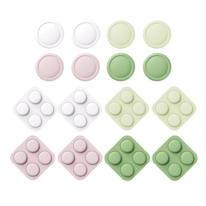 PlayVital Button Caps & Thumb Grip Set for Nintendo Switch 2 - 8 Colorful ABXY Covers & 4 Joystick Caps - White, Pink, Yellow, Matcha Green