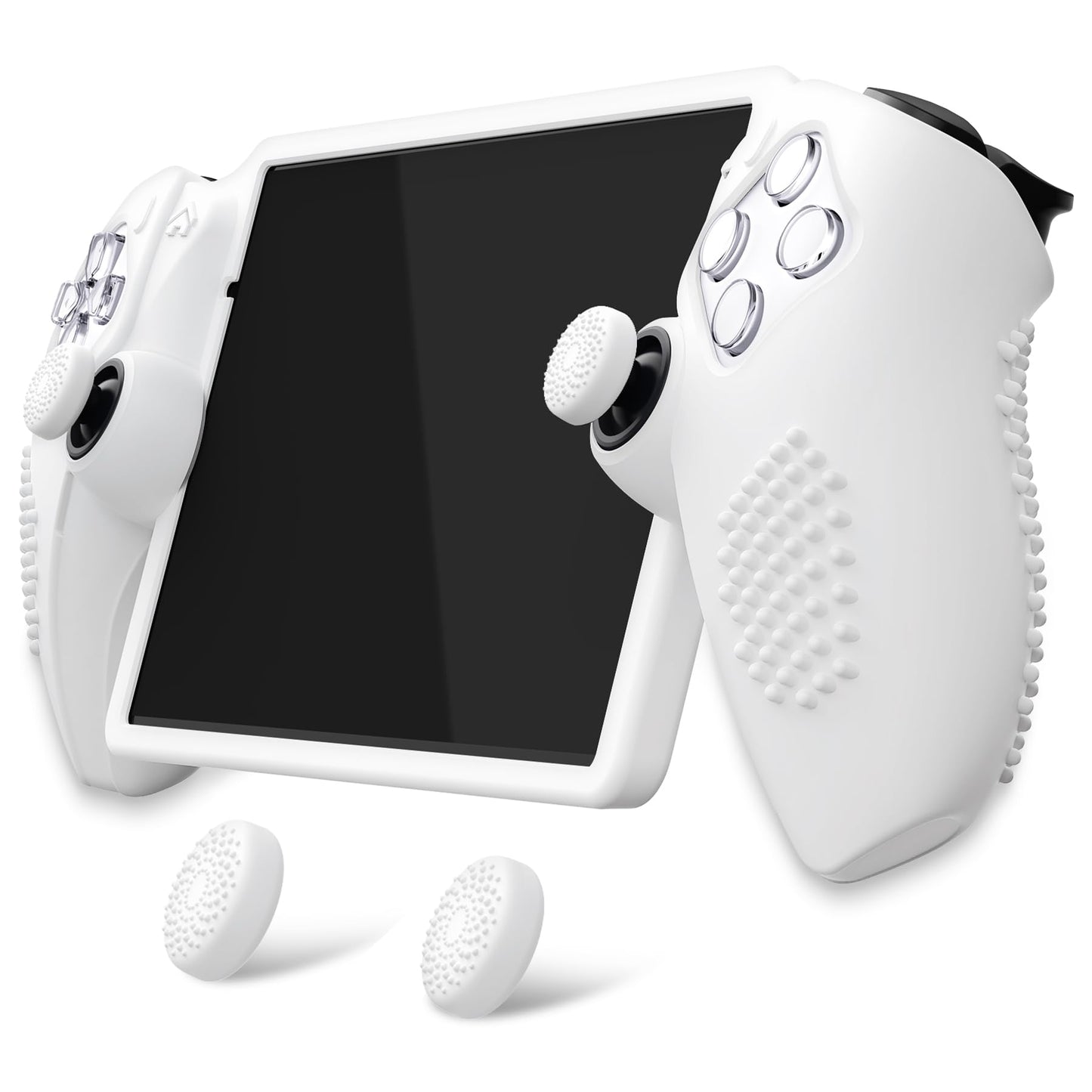 PlayVital Design for PS Portal Silicone Protective Case with Thumb Grips - Enhanced Grip Comfort | Anti-Slip 3D Studded Design | Full Protection White