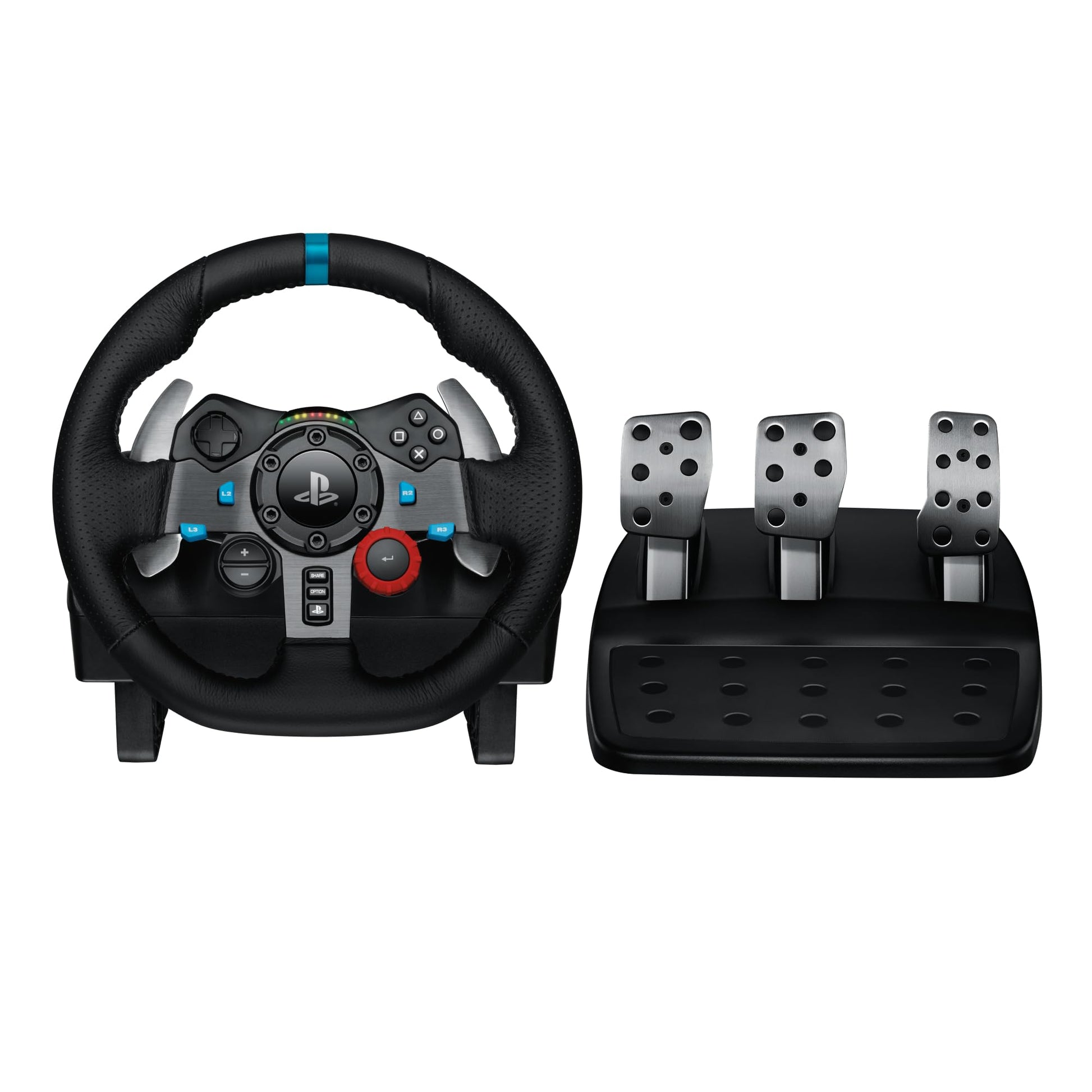 Logitech G29 Driving Force Racing Wheel and Floor Pedals  Real Force Feedback  Stainless Steel Paddle Shifters  Leather Steering Wheel Cover for PS5  PS4  PC  Mac - Black