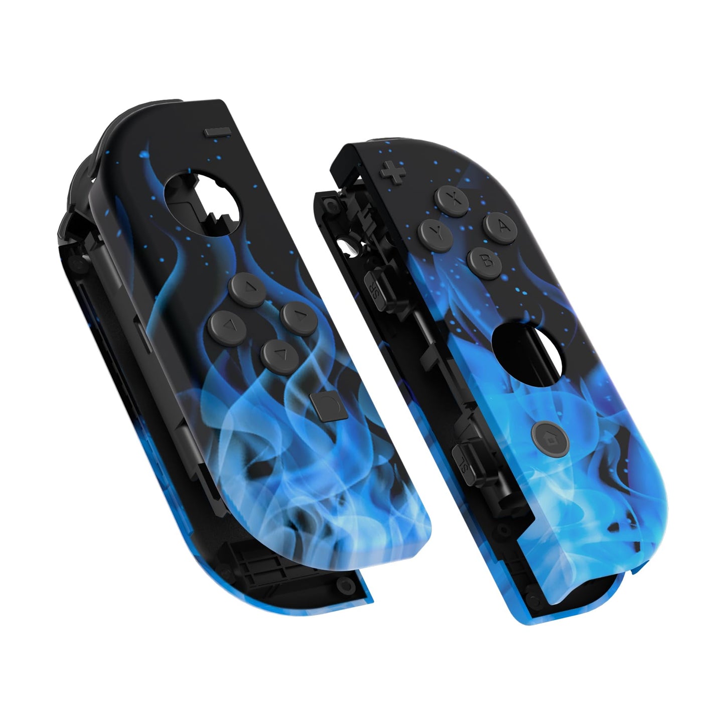 eXtremeRate DIY Shell Buttons for Nintendo Switch & Switch OLED  Blue Flame Patterned Custom Housing Case with Full Set Buttons for Joycon Controller [Shell Only  NOT Joycon]