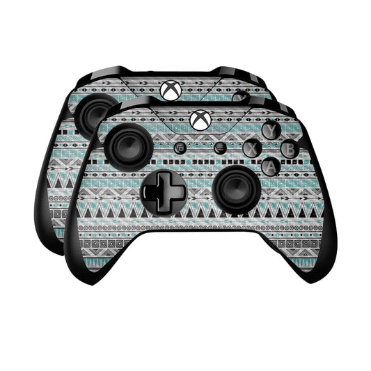 Carbon Fiber Skin Compatible with Microsoft Xbox One Controller (2 Pack) - Turquoise Tribal - Premium 3M Vinyl Protective Wrap Decal Cover - Easy to Apply | Crafted in The USA by MightySkins