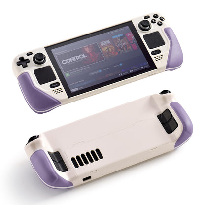 UYIYE Kickstand Case for Steam Deck - Protective Accessory, Beige/Purple, Model CASE-STEAM-FT02-Purple