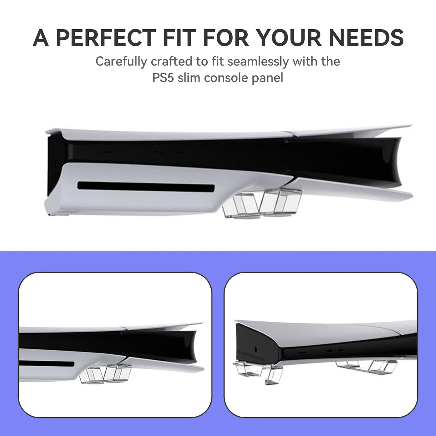 YIBEICO Horizontal Stand for PS5 Slim Console - Transparent, Disc/Digital Edition, Model Y587659