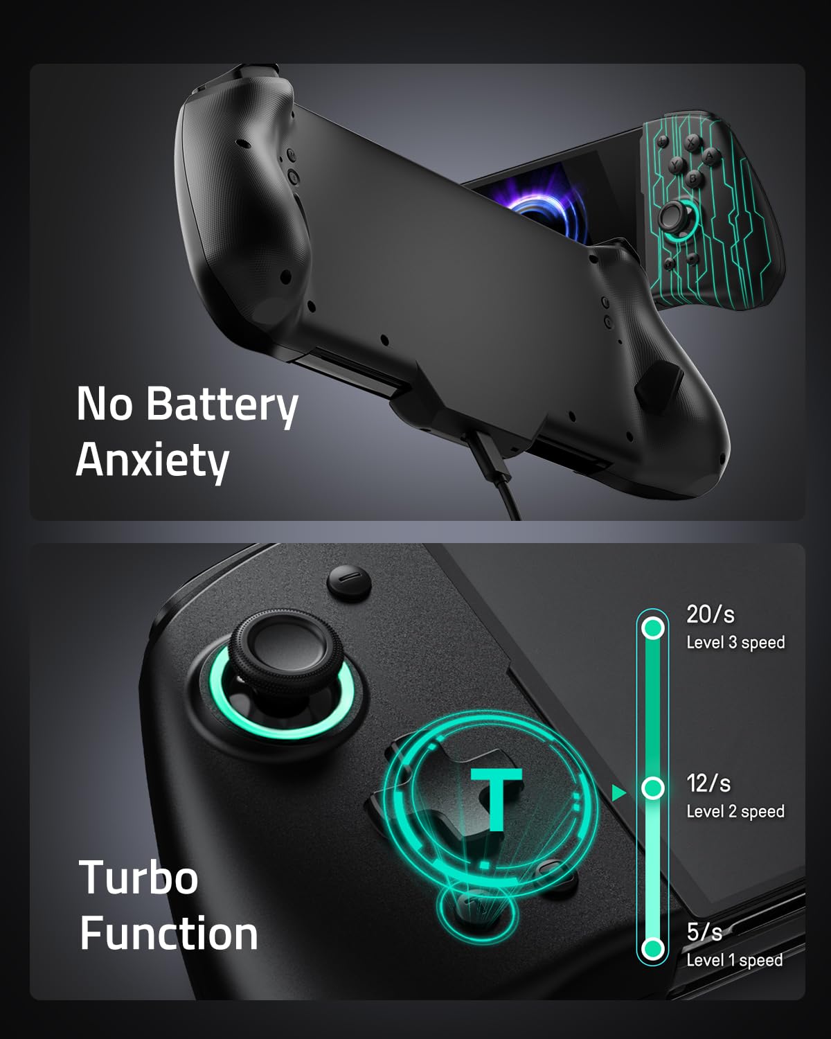 FUNLAB Switch Joypad Controller - Ergonomic Customizable Joycon, 7 LED Colors, Turbo, Black-Mech Cyber Pattern