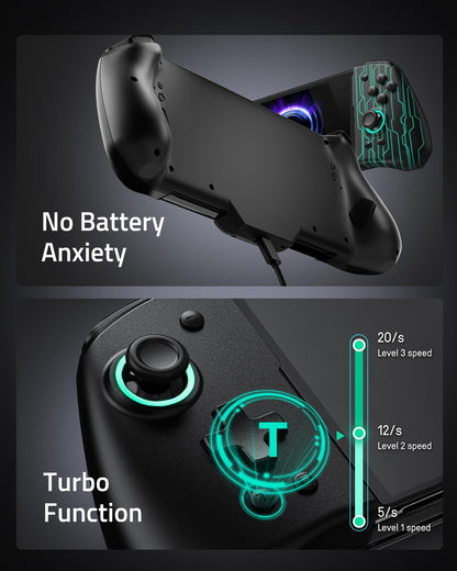 FUNLAB Switch Joypad Controller - Ergonomic Customizable Joycon, 7 LED Colors, Turbo, Black-Mech Cyber Pattern
