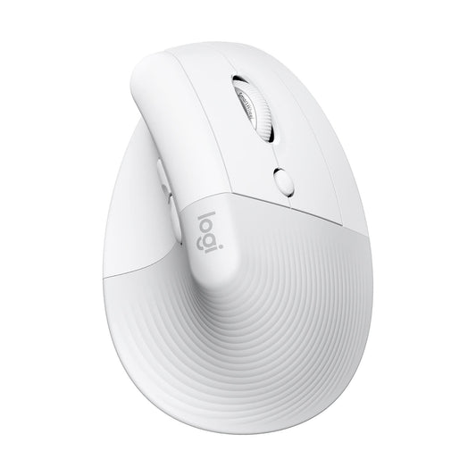 Logitech Lift Vertical Ergonomic Mouse  Wireless  Bluetooth or Logi Bolt USB Receiver  Quiet clicks  4 Buttons  Compatible with Windows/macOS/iPadOS  Laptop  PC - Off White (refurbished)