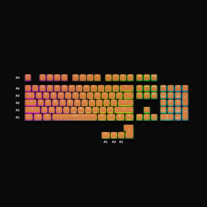 HK Gaming Pudding Keycaps Set - Doubleshot PBT, 112 Keys, ANSI US Layout, Orange, Compatible with Cherry MX, Gateron, Kailh, Outemu