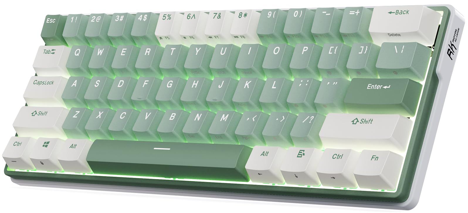 RK ROYAL KLUDGE RK61 Plus 60% Wireless Mechanical Keyboard, Tactile Pale Green Switches, RGB, USB Hub, Bluetooth/2.4Ghz for PC/Mac/