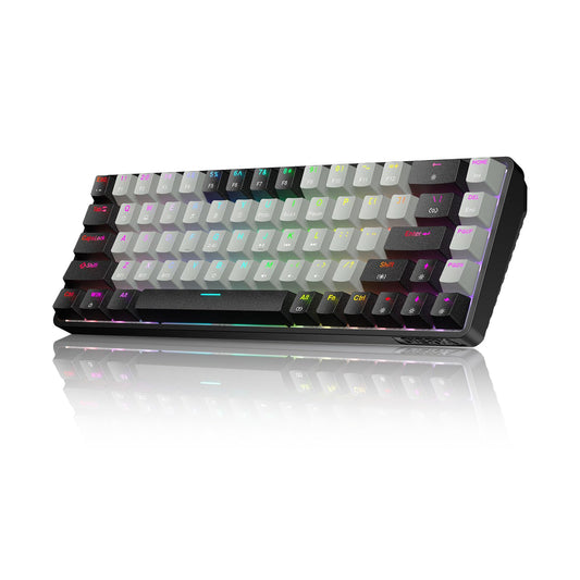 DIERYA DK68 60% Wireless Mechanical Gaming Keyboard  3 Modes Bluetooth/2.4G/USB-C with Clicky Blue Switch  RGB Backlit  Anti-Ghosting  68-Key Compact mini Keyboard for Windows/macOS/Linux- Black/Grey