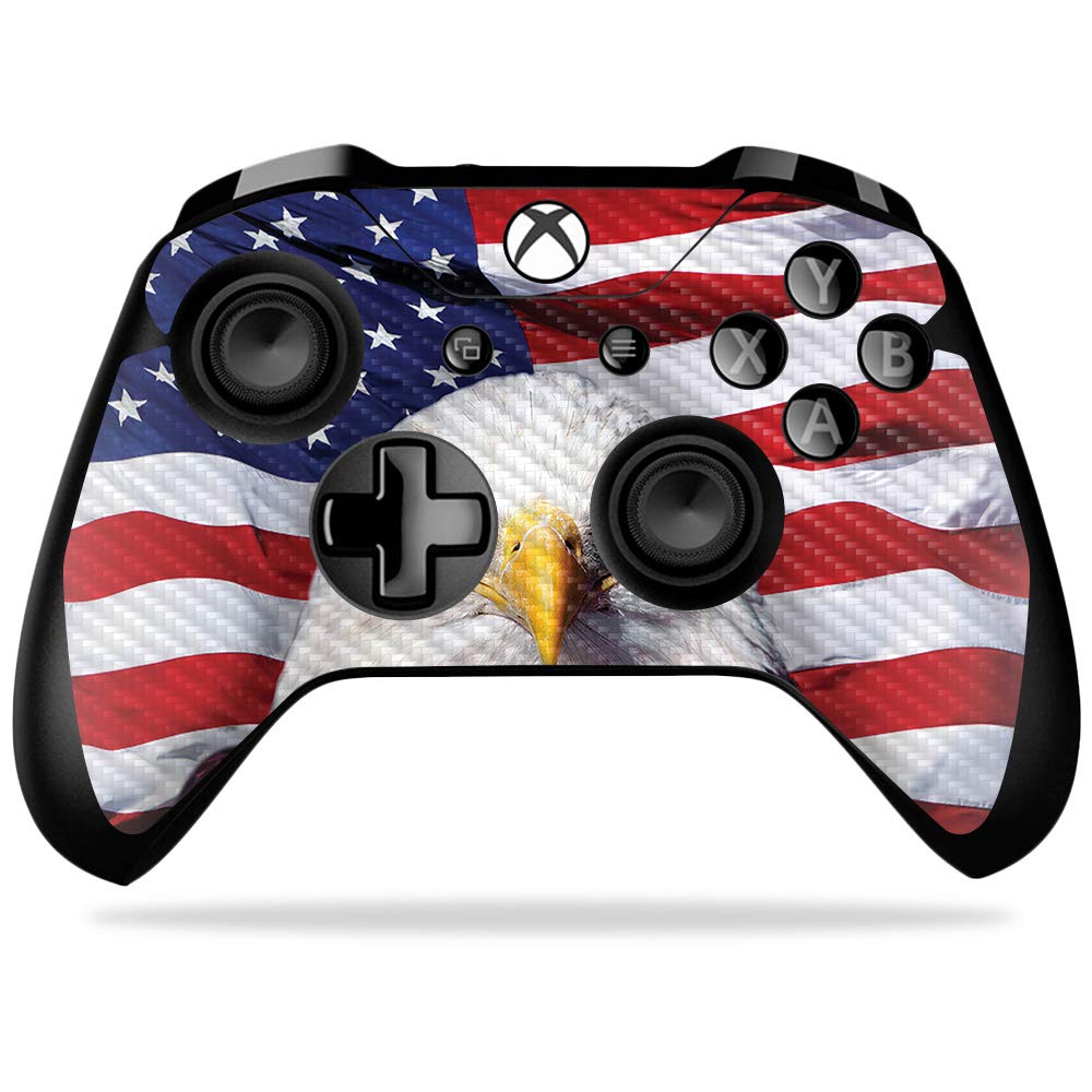 MightySkins Carbon Fiber Skin for Microsoft Xbox One X Controller - America Strong | Protective  Durable Textured Carbon Fiber Finish | Easy to Apply  Remove  and Change Styles | Made in The USA