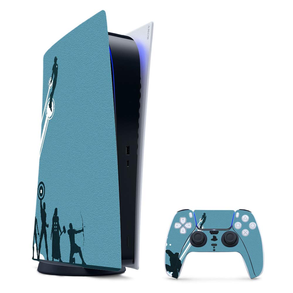 MightySkins Gaming Skin for PS5 / Playstation 5 Digital Edition Bundle - Super Squad | Protective Viny wrap | Easy to Apply and Change Styles | Made in The USA