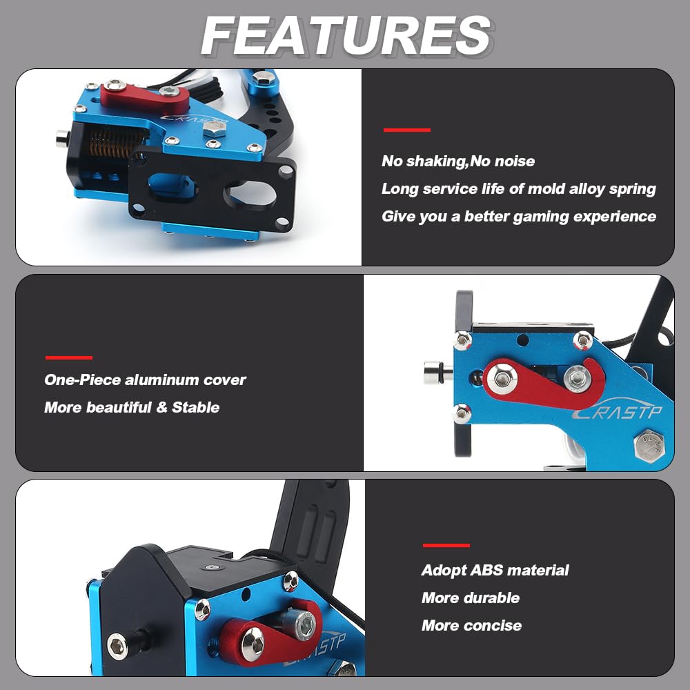 RASTP 64Bit USB Handbrake for SIM Racing - Compatible with Logitech G27 G25 G29 T500 T300 - Blue, No Clamp