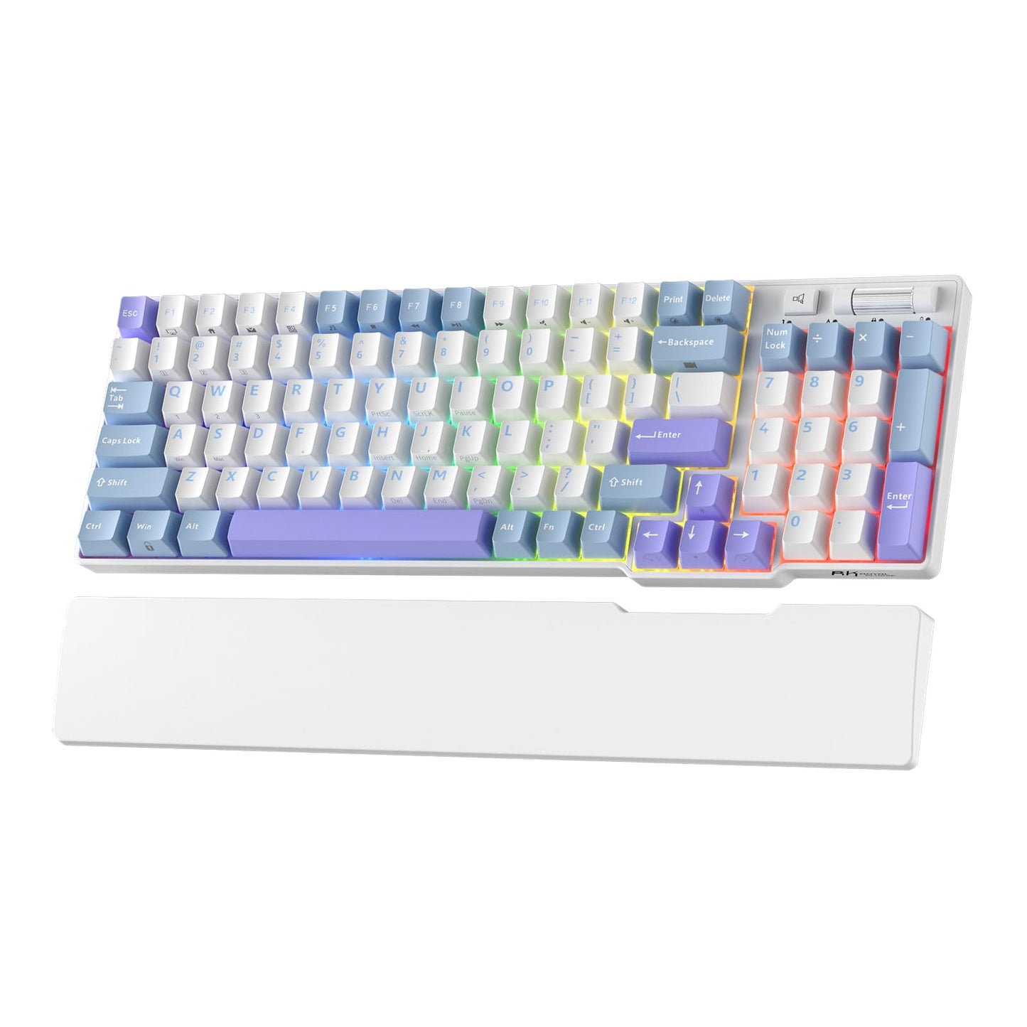 RK ROYAL KLUDGE RK96 90% Mechanical Keyboard, Tactile Pale Green Switch, RGB, Wireless BT5.0/2.4G, Taro Milk White, Hot Sw
