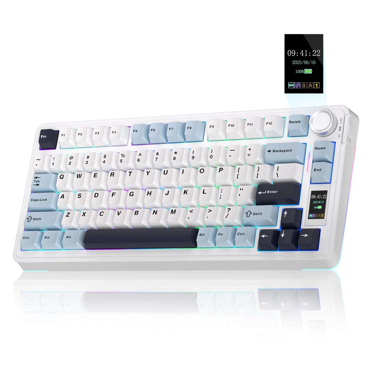 AULA S75 PRO Wireless Mechanical Keyboard with Screen&Knob  75% Hot Swappable Gaming Keyboard with Pre-lubed Switches  RGB Backlit  PBT Keycaps Creamy Sounding Pc Gaming Keyboards