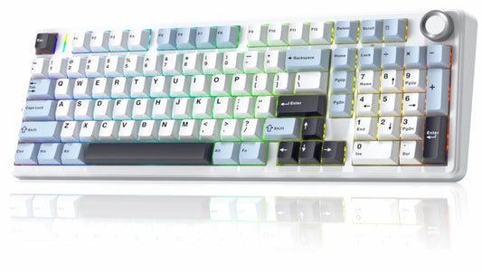 LEOBOG F99 Pro Wireless Mechanical Keyboard - Gasket Hot Swappable, PBT Keycaps, RGB Backlit, Blue-White, BT5.0/2.4GHz/USB