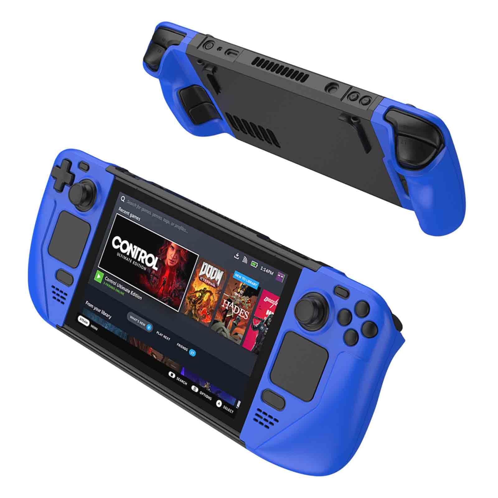 Dteck Steam Deck Protective Case  Lightweight Hard PC Shock-Absorption Anti-Scratch Full Body Protective Steam Deck Tpartyl Case Anti-Slip Grip Design Steam Desk Accessories  Blue