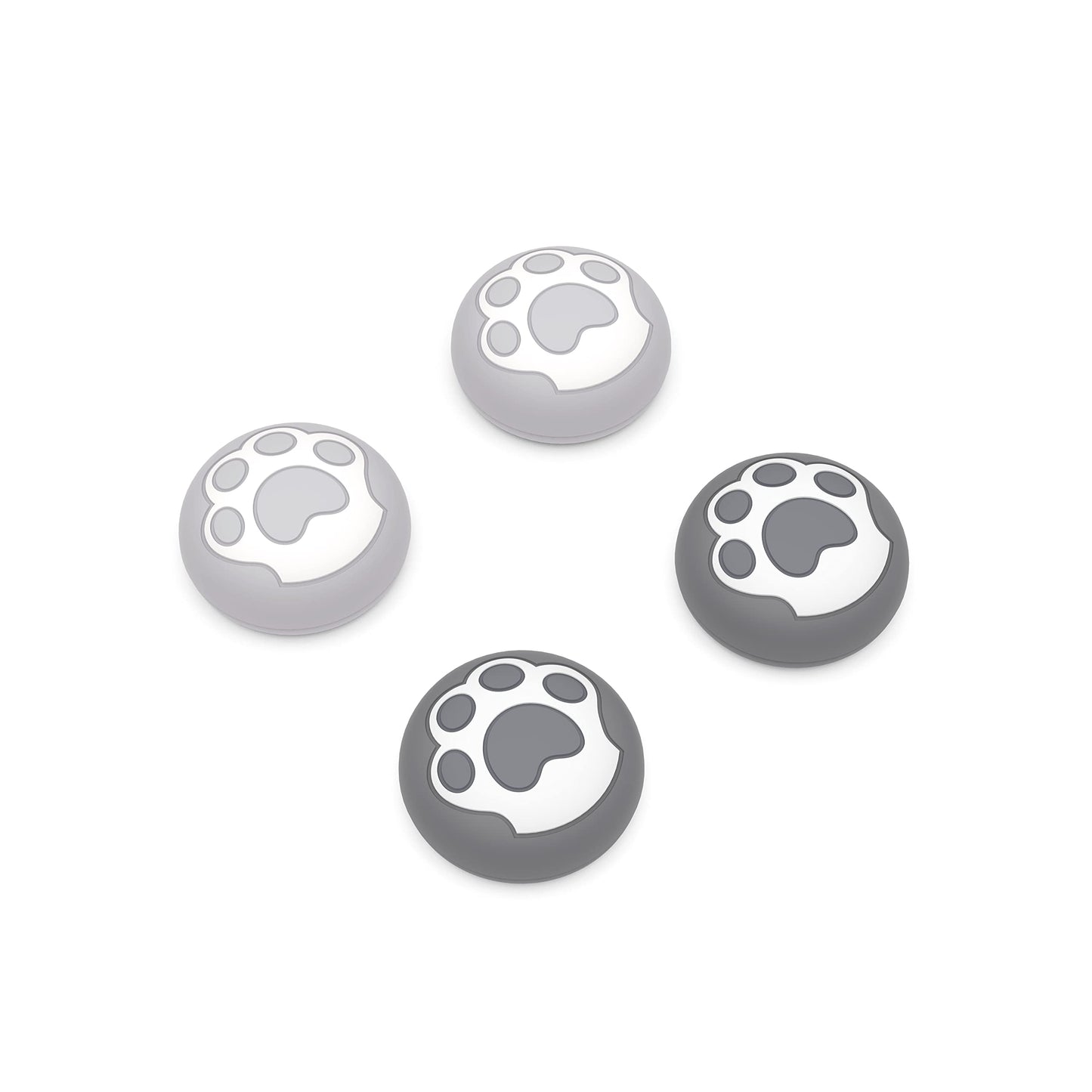 PlayVital Cat Paw Thumb Grip Caps for PS5/4, Xbox Series X/S, Switch Pro - Silicone Analog Stick Covers in Gray & Light Gray