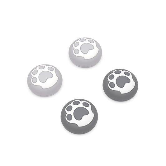 PlayVital Cat Paw Thumb Grip Caps for PS5/4, Xbox Series X/S, Switch Pro - Silicone Analog Stick Covers in Gray & Light Gray