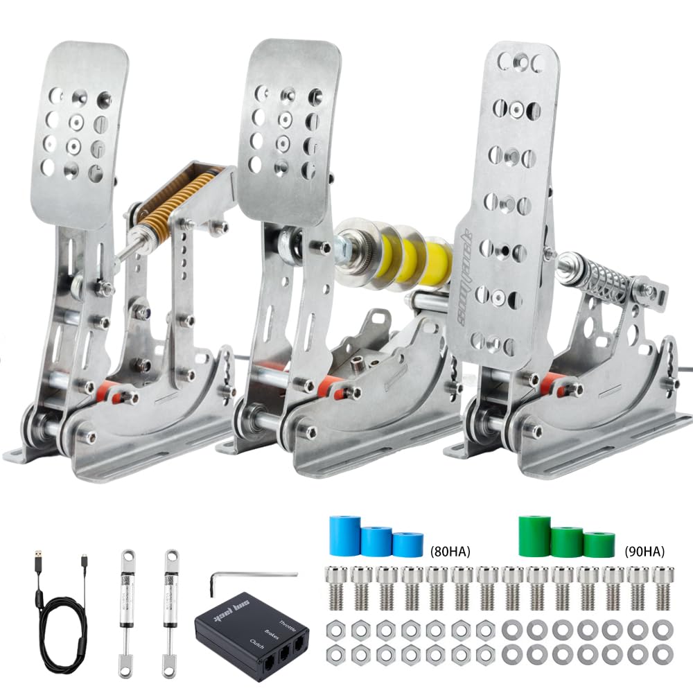 Simjack UT Sim Racing Pedals 200KG Load Cell Brake Pedal PC Racing Simulator Pedals Pressure Sensor HE Hydraulic Pedal (UT-P3-H2)