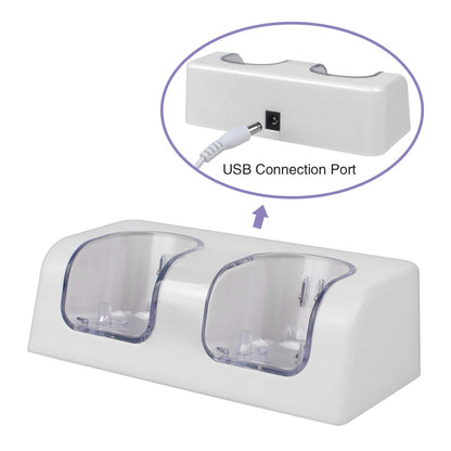 Kulannder Wii Remote Battery Charger Station with Dual Charging Dock & 2 Rechargeable Batteries - White, Model KD-chargers02