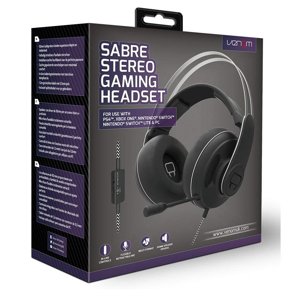 Venom Sabre Universal Stereo Gaming Headset (PS4 / Xbox One/Switch/PC/Mac) (PS4)