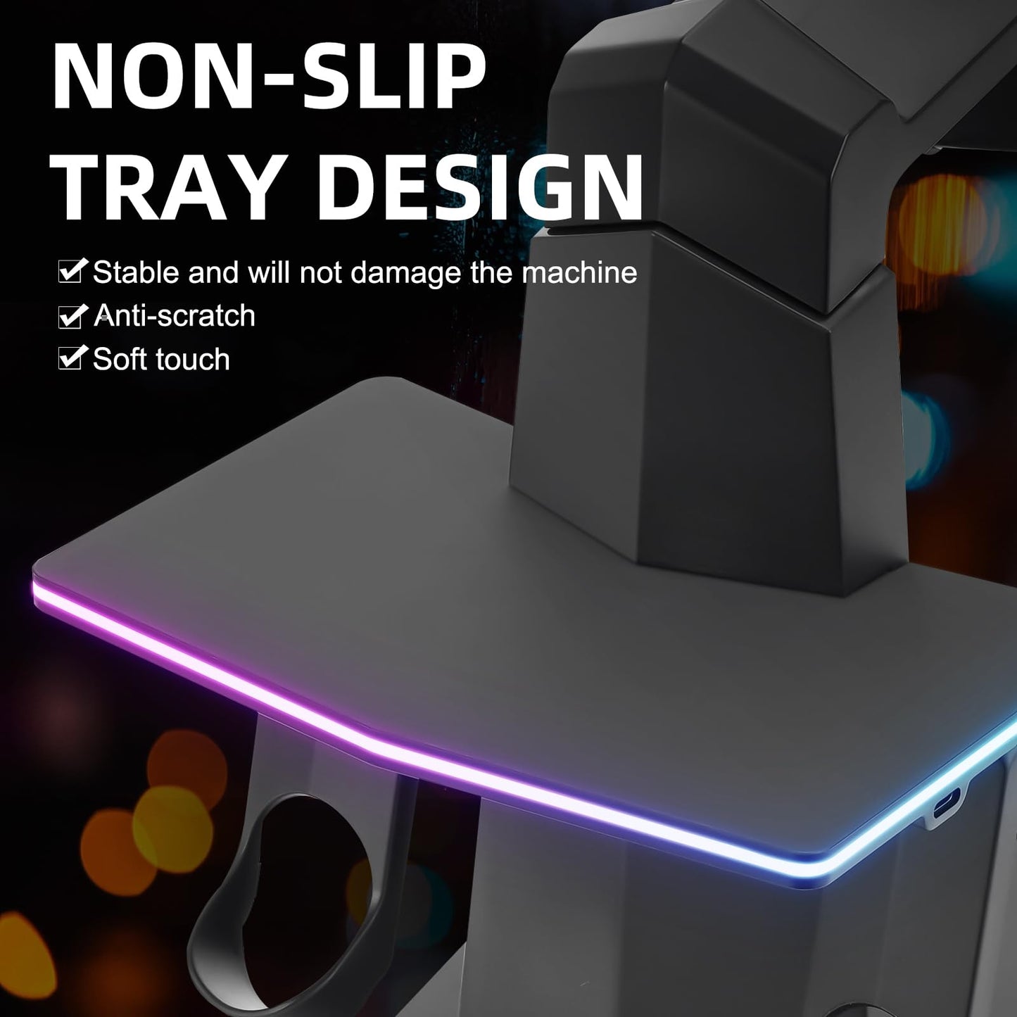 YIBEICO RGB Charging Dock for Quest 3/3S/2/Pro - Vertical Stand with Brightness and 14 Lighting Effects, Type-C Port, Model Y75463