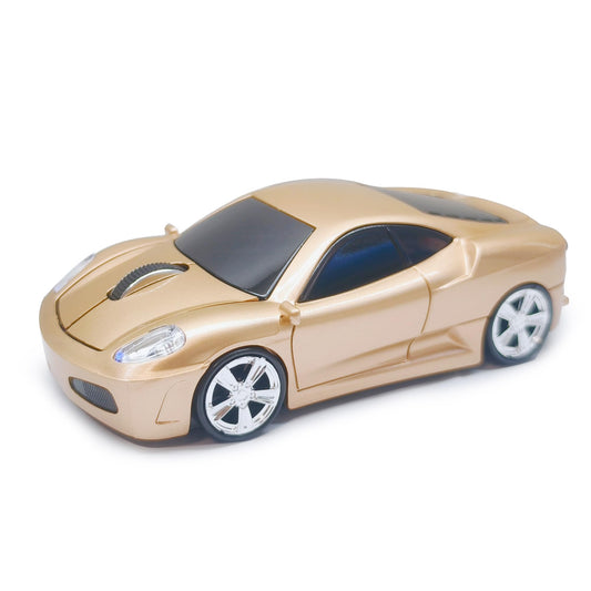 SDGSQHA Wireless Car Mouse, 2.4G USB, 1600DPI, Gold, Sport Car Design, Compatible with Laptop PC Mac Windows Linux, Model BN002-Gold
