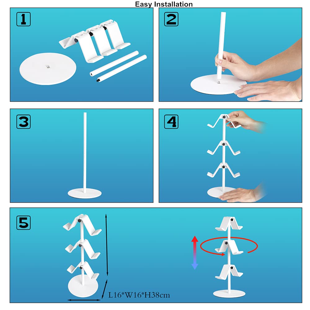 KELJUN Controller Holder - 3-Tier Headphone Organizer, Metal, Elegant White, Model CA-CHW01 for Xbox, PS4, PS5, Switch