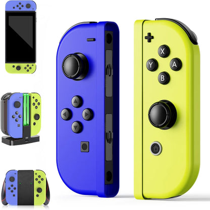 Kipylca Wireless Nintendo Switch Controller - Joycon Replacement with 6-Axis Gyro, Vibration, Screenshot, Blue and Yellow