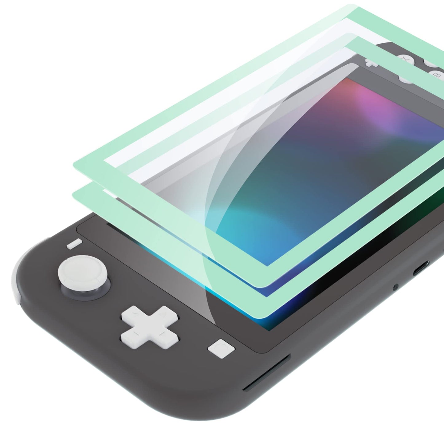 eXtremeRate 2 Pack Misty Green Border Transparent HD Clear Saver Protector Film  Tempered Glass Screen Protector for Nintendo Switch Lite [Anti-Scratch  Anti-Fingerprint  Shatterproof  Bubble-Free]