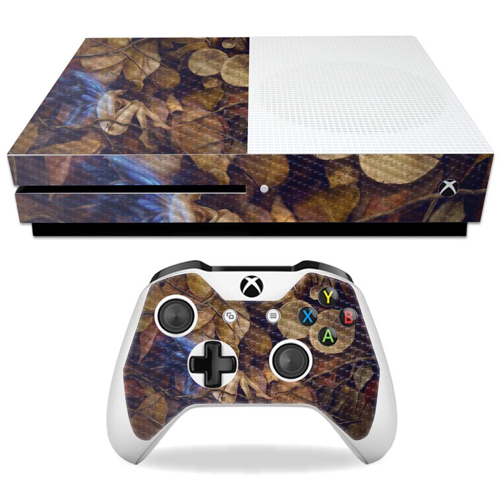 MightySkins Carbon Fiber Skin for Microsoft Xbox One S - Autumn Slumber | Protective  Durable Textured Carbon Fiber Finish | Easy to Apply  Remove  and Change Styles | Made in The USA