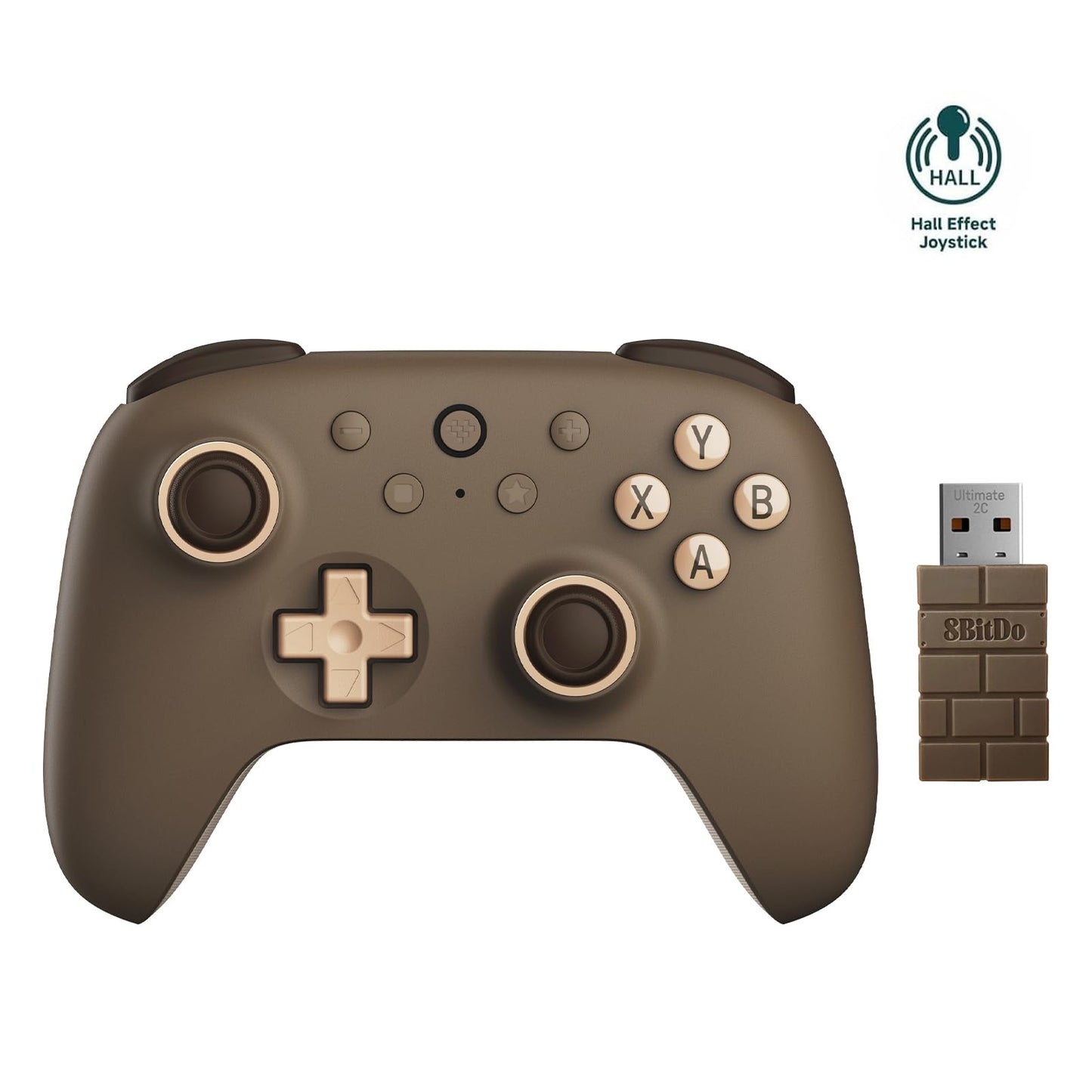 AKNES 8Bitdo Ultimate 2C Wireless 2.4G Controller for Windows PC and Android  Gamepad with Hall Effect Joysticks and Hall Triggers  1000Hz Polling Rate  Remappable L4/R4 Bumpers - Brownie