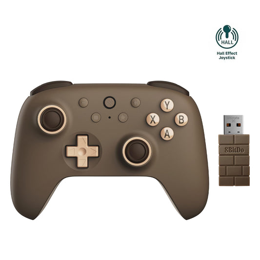 AKNES 8Bitdo Ultimate 2C Wireless 2.4G Controller for Windows PC and Android  Gamepad with Hall Effect Joysticks and Hall Triggers  1000Hz Polling Rate  Remappable L4/R4 Bumpers - Brownie