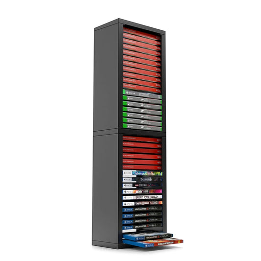 TNP Universal Video Game Storage Tower - Holds 36 Discs, Black Organizer for PS5, PS4, Xbox Series S/X, Nintendo Switch