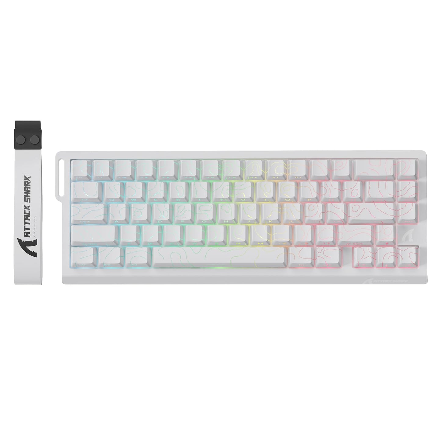 ATTACK shark design X68 PRO HE Wireless Rapid control button Gaming Keyboard with Adjustable Actuation 8K Polling Rate Hall Effect Magnetic Switch Hot-Swap RGB Backlit BT/2.4GHz/Wired for FPS Games-White