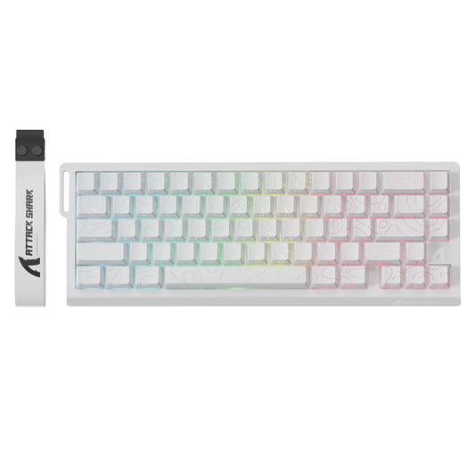 ATTACK shark design X68 PRO HE Wireless Rapid control button Gaming Keyboard with Adjustable Actuation 8K Polling Rate Hall Effect Magnetic Switch Hot-Swap RGB Backlit BT/2.4GHz/Wired for FPS Games-White