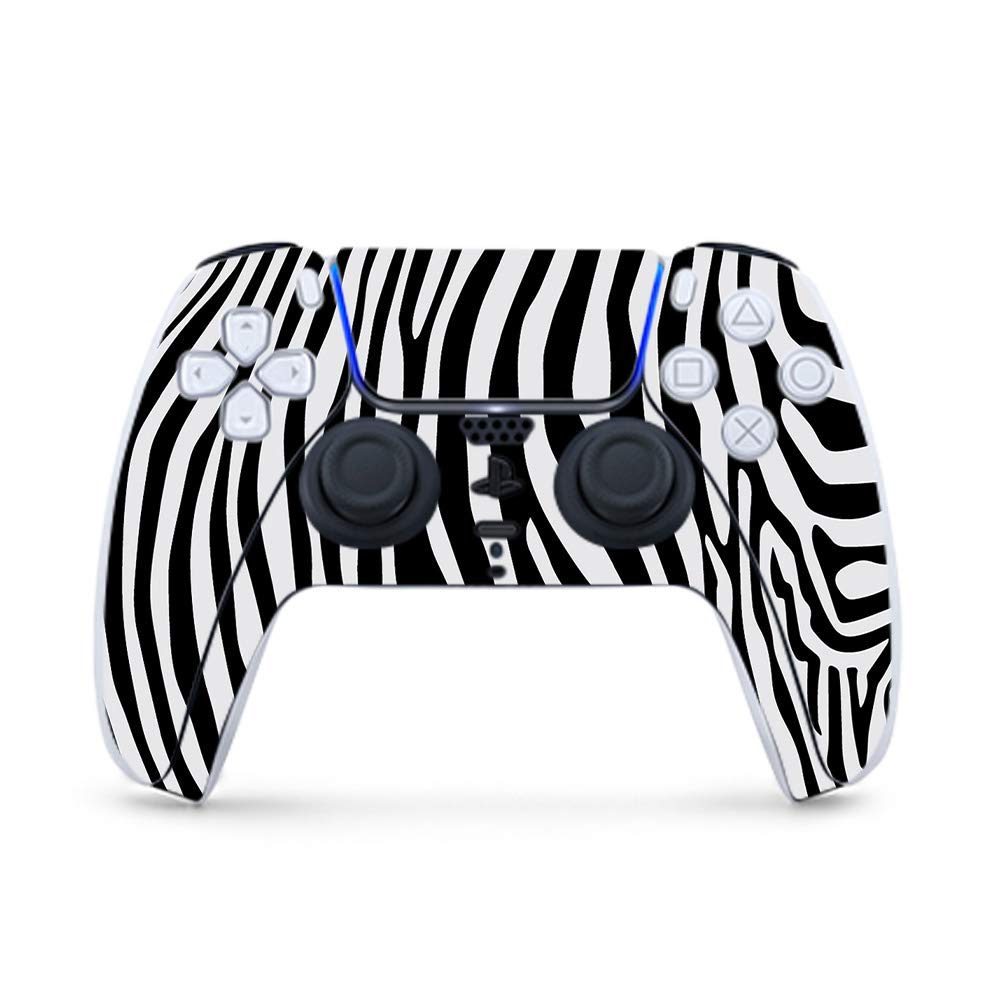 MightySkins Gaming Skin for PS5 / Playstation 5 Controller - Black Zebra | Protective Viny wrap | Easy to Apply and Change Style | Made in The USA