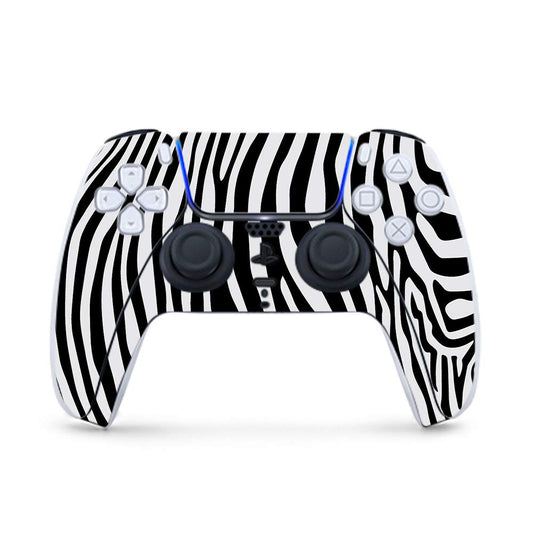 MightySkins Gaming Skin for PS5 / Playstation 5 Controller - Black Zebra | Protective Viny wrap | Easy to Apply and Change Style | Made in The USA