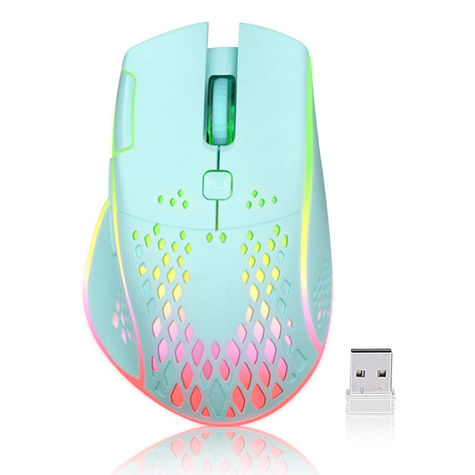 VEGCOO C30 Wireless Gaming Mouse - Silent Click, Rechargeable, Colorful LED, 3 Adjustable DPI, 400mAh Battery, C30BL