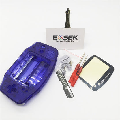 EXSEK GBA Housing Shell Pack - Transparent Blue Edition Compatible with Gameboy Advance - Model GBA shell blue