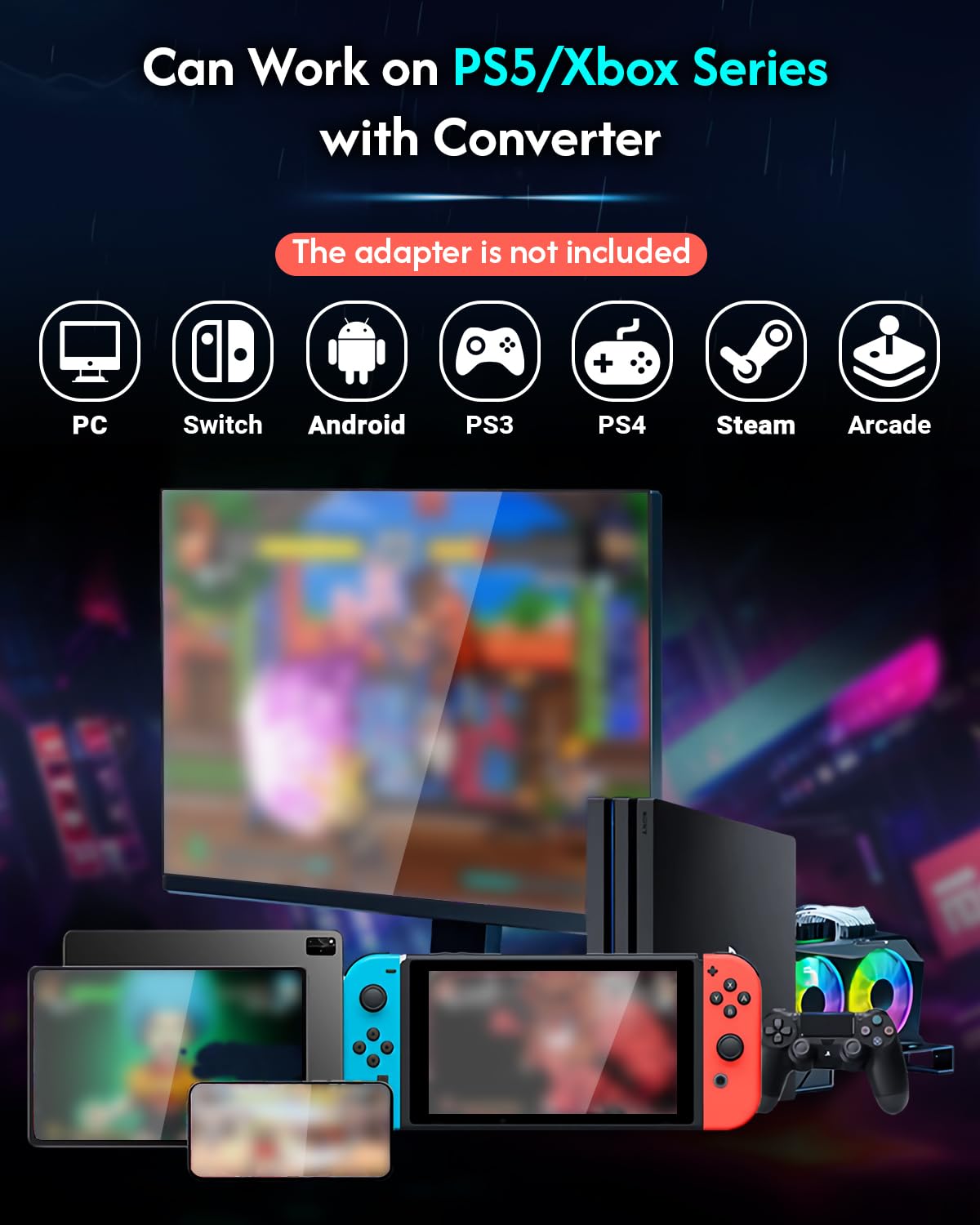 Sehawei Haute42 Arcade Stick - 13 Keys, Custom RGB & Turbo Functions, G13 Model - Compatible with PC, PS3/PS4, Switch, Steam