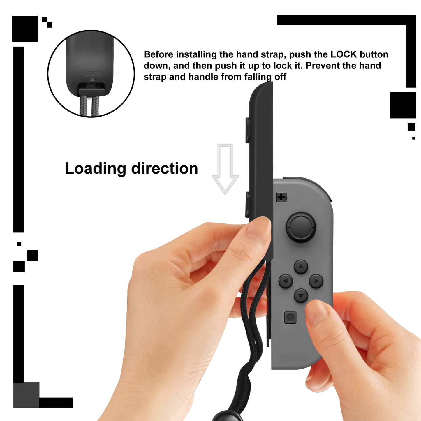 XBERSTAR Portable Controller Hand Strap Wrist Rope for Switch - Black