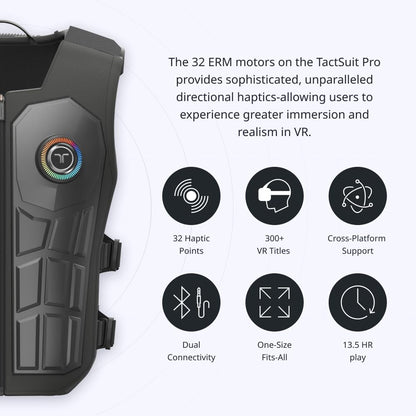 bHaptics TactSuit Pro - Immersive Haptic Vest for VR & Gaming, 32 Feedback Motors, Model BHAP-TS-PRO