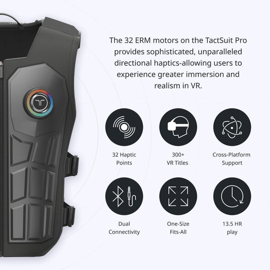 bHaptics TactSuit Pro - Immersive Haptic Vest for VR & Gaming, 32 Feedback Motors, Model BHAP-TS-PRO