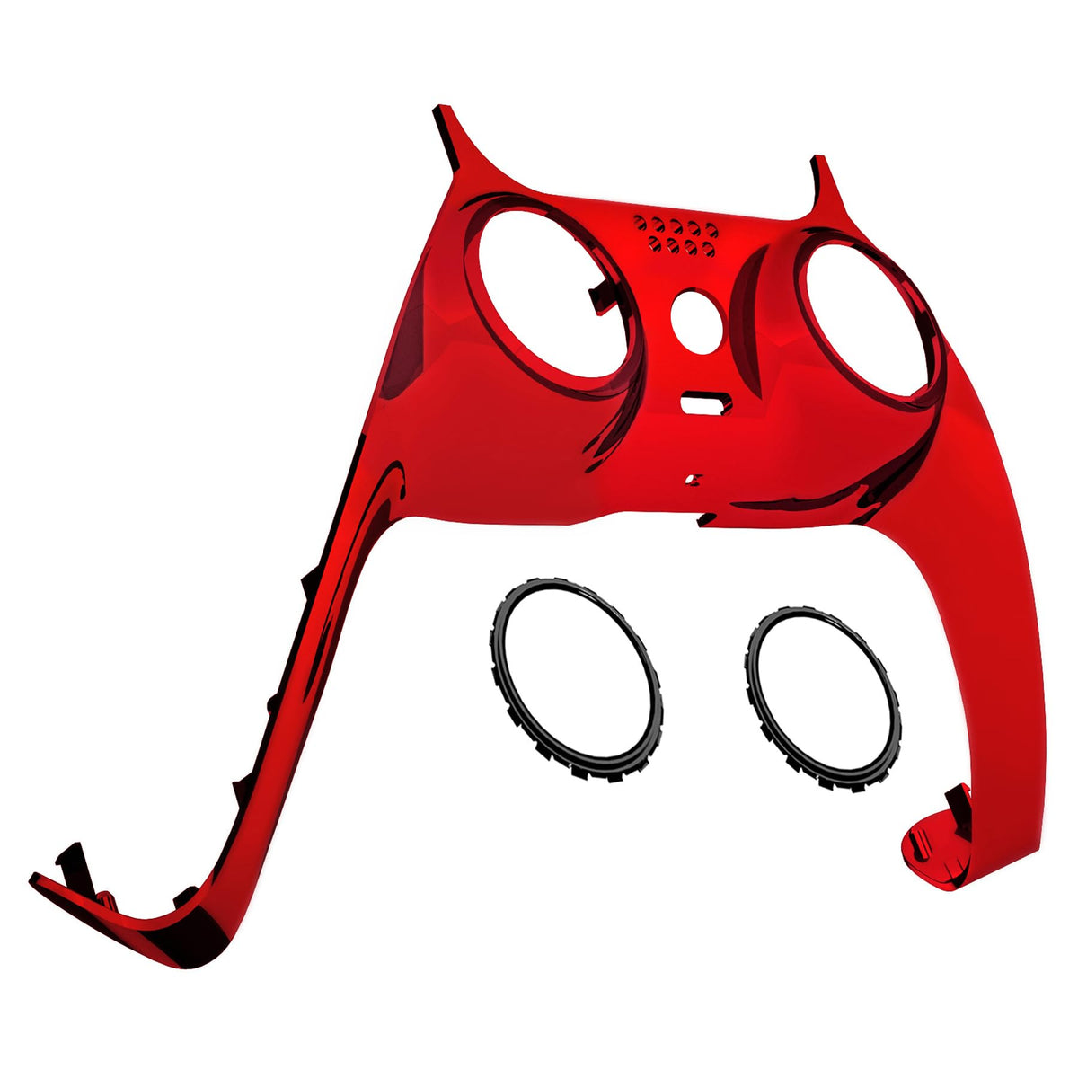 eXtremeRate Chrome Red Glossy Decorative Trim Shell Compatible with p s 5 Controller  DIY Replacement Clip Shell  Custom Plates Cover Compatible with p s 5 Controller with Accent Rings