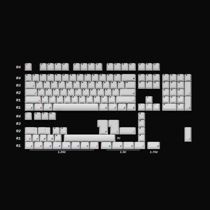 HK Gaming Custom Keycaps Set - 139 Keys Dye Sublimation PBT, Cherry Profile, ANSI US-Layout, Triangle Color, Compatible with MX Switches