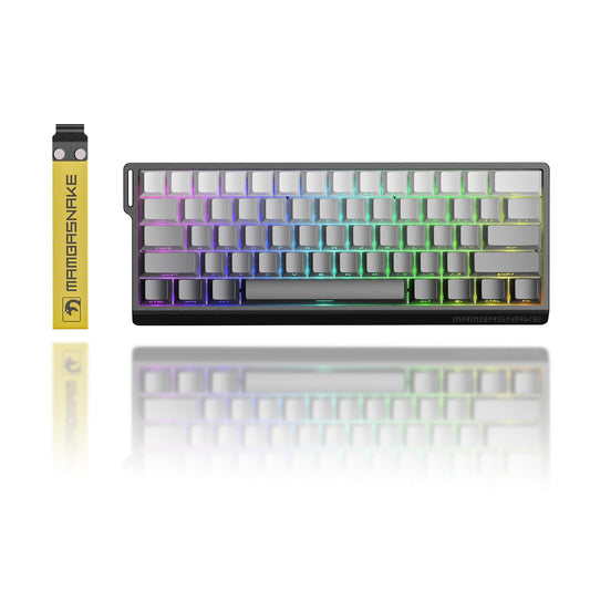 ATTACK shark design MAMBASNAKE X60 HE Rapid control button Magnetic Switch 60% RGB Wireless Mechanical Gaming keyboard 2.4Ghz/BT/Wired 8KHZ Polling Rate 0.01mm Adjustable Actuation Web Driver for Win/Mac(Moonlight)