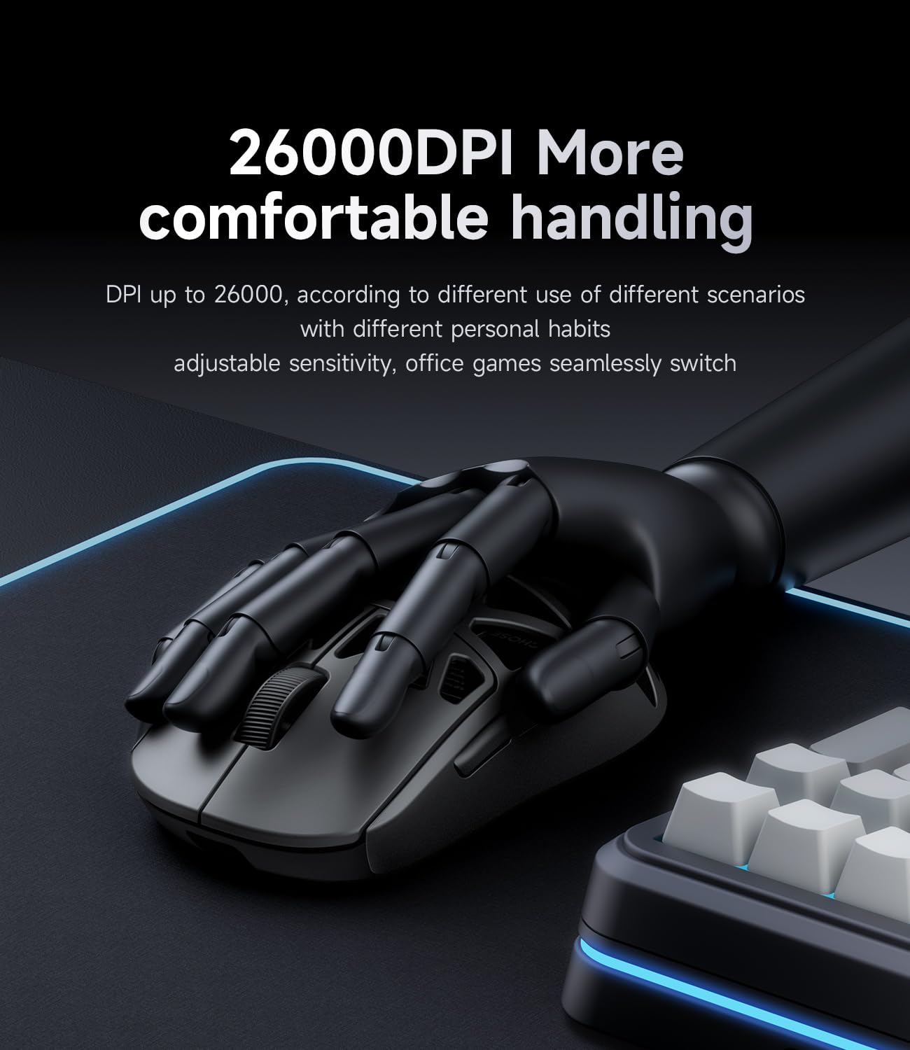 MCHOSE AX5 PRO MAX Wireless Gaming Mouse - 8KHz, 26,000 DPI, 53g, 170 Hr Battery, Pink
